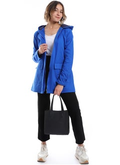Andora Zipper Closure Padded Balmacaan Jacket _ Royal Blue  - Image 1