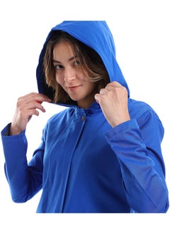 Andora Zipper Closure Padded Balmacaan Jacket _ Royal Blue  - Image 3