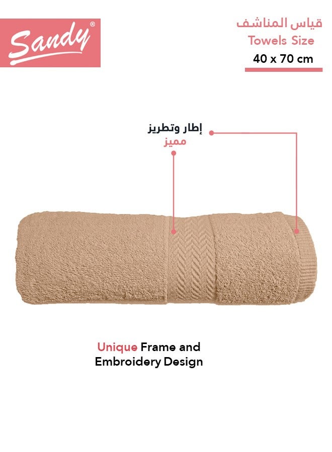 ساندي طقم مناشف يد فاخرة بجودة الفنادق قطن 100% صنعت في مصر - 600 جرام لكل متر مربع، ناعمة وسريعة الجفاف وعالية الامتصاص (4 قطع - 40 × 70 سم), بني - Image 2