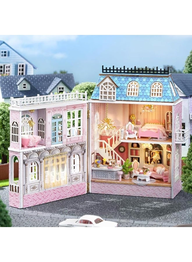 CUTEROOM DIY Miniature House Kit, CUTEROOM Wooden Dollhouse Kit Tiny House Making Kit with Furnitures, DIY Dollhouse Kit Gift for Women and Girls (Romantic Castle) - Image 1