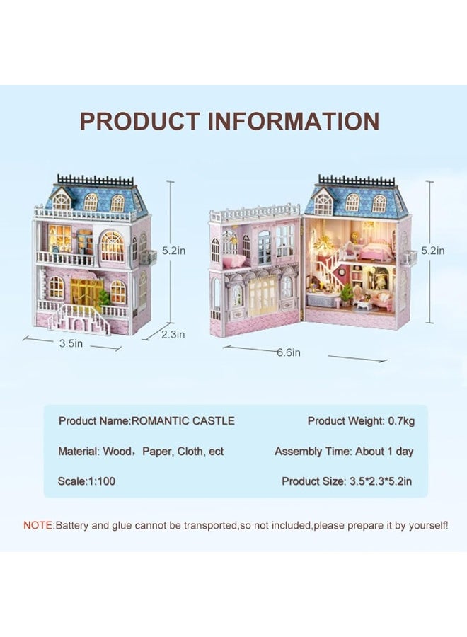 CUTEROOM DIY Miniature House Kit, CUTEROOM Wooden Dollhouse Kit Tiny House Making Kit with Furnitures, DIY Dollhouse Kit Gift for Women and Girls (Romantic Castle) - Image 4