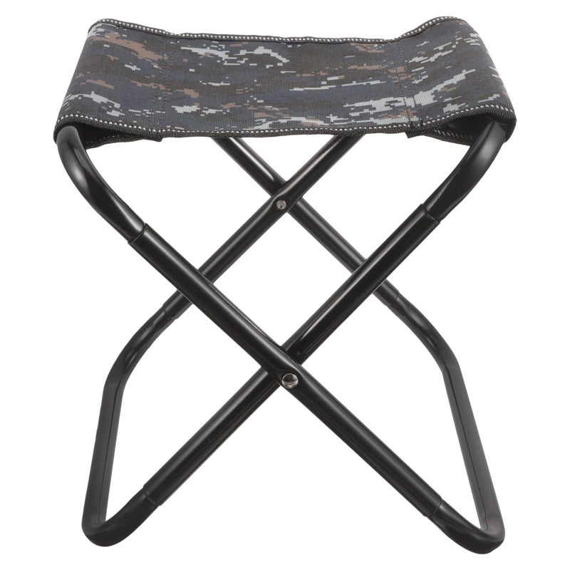 Portable Folding Camping Stool Blue Camouflage Lightweight Heavy Duty Footrest For Outdoor Travel - Image 2