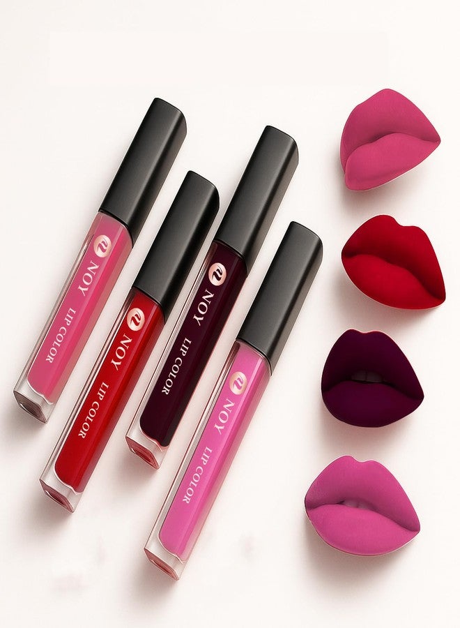 NOY Liquid Matte Lipstick Combo All Day True Matte Smooth Colour Liquid Lipstick Pack of 4 - Image 2