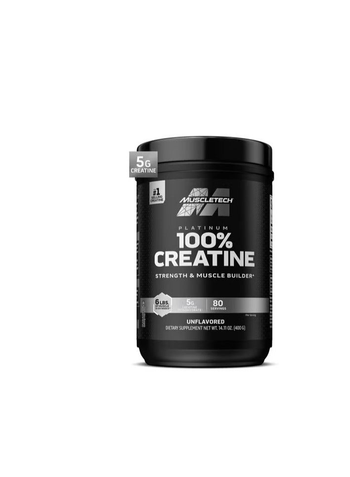 MT essential series 100% Platinum Creatine 5g creatine 80 servings  Unflavored 14.11oz (400g) - Image 1