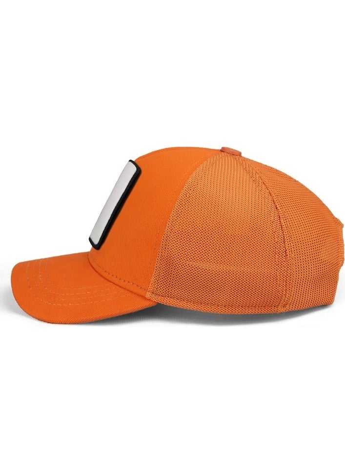 Black Börk V1 Trucker Kids Caveman - 1 Code Logo Unisex Neon Orange Children's Hat  - Image 4
