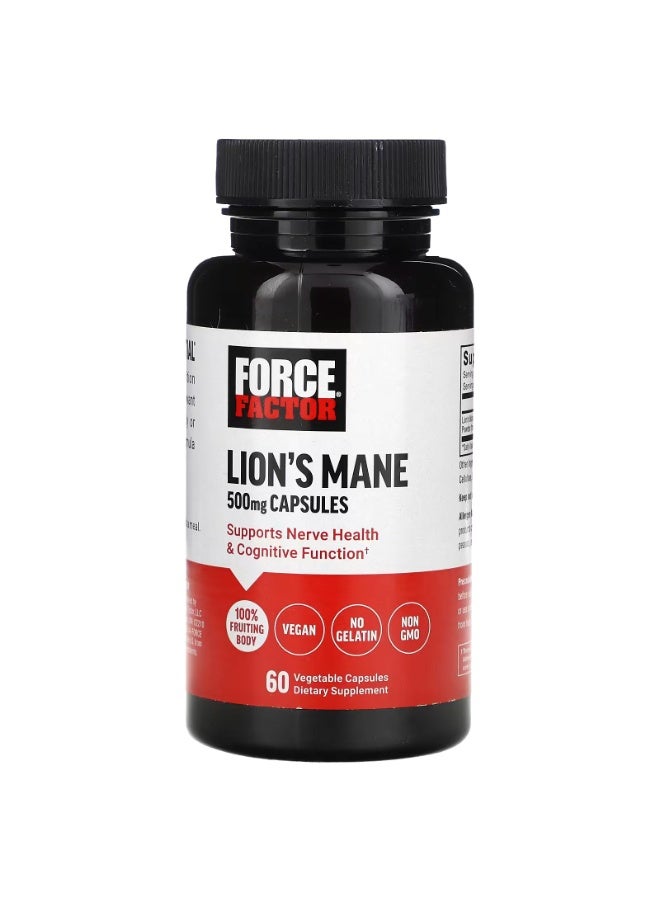 Force Factor Lion's Mane, 500 mg , 60 Vegetable Capsules - Image 1