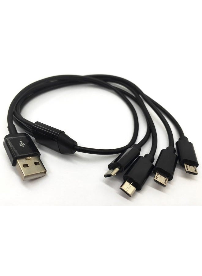 halokny Micro USB Cable 4 in 1 Multi Charging Cable - USB 2.0 Type A to Four Micro USB Splitter Cable Data Sync Micro USB Charging Cord (Black 1.5Ft) - Image 4