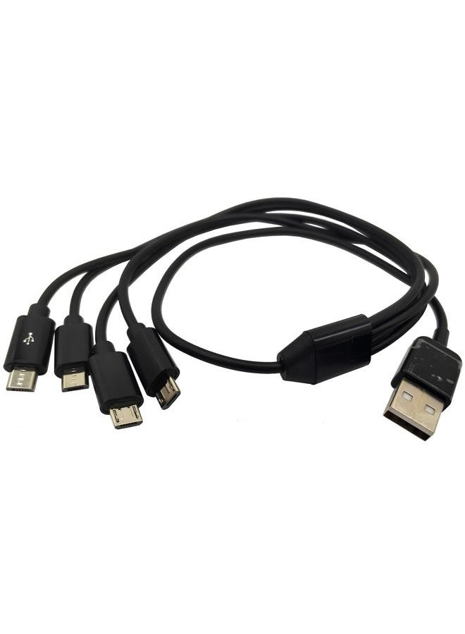 halokny Micro USB Cable 4 in 1 Multi Charging Cable - USB 2.0 Type A to Four Micro USB Splitter Cable Data Sync Micro USB Charging Cord (Black 1.5Ft) - Image 1