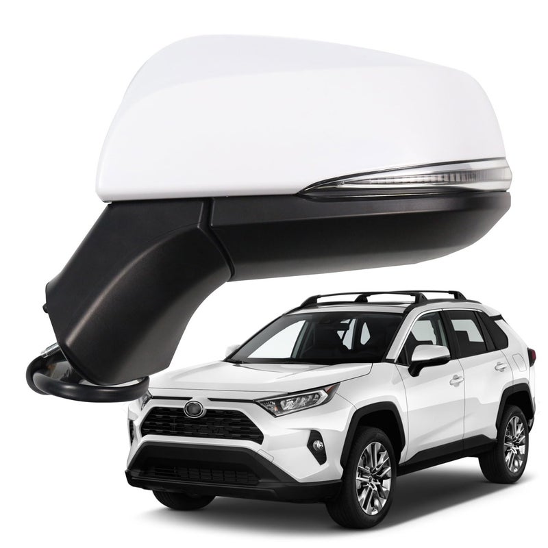 Liizoo Side Mirror for RAV4 2023 2022 Car Door Mirror Fits for Toyota RAV4 2019 2020 2021 Left Driver Side Power Heated Turning Signal BSM replace partslink TO1320384TO1320388 WHITE LH