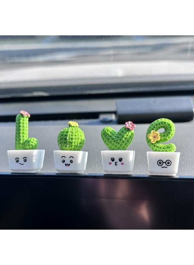 Bukela 4-Piece Car Interior Ornament Set, Cute Cartoon Car Dashboard Decoration, Suitable for Women and Girls – Adorable car accessories that can be used as desktop, room, or rearview mirror decorations, and also make a lovely gift. - Image 1