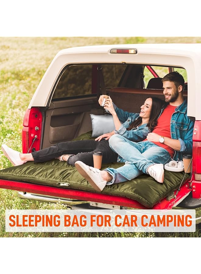 X spring Double Sleeping Bag Queen Size 2 Person Sleepings Bags With Pillow All Season Camping Sleepings Bag For Adults Waterproof Cold Weather Sleeping Bags For Couples Camping And Hiking - Image 3