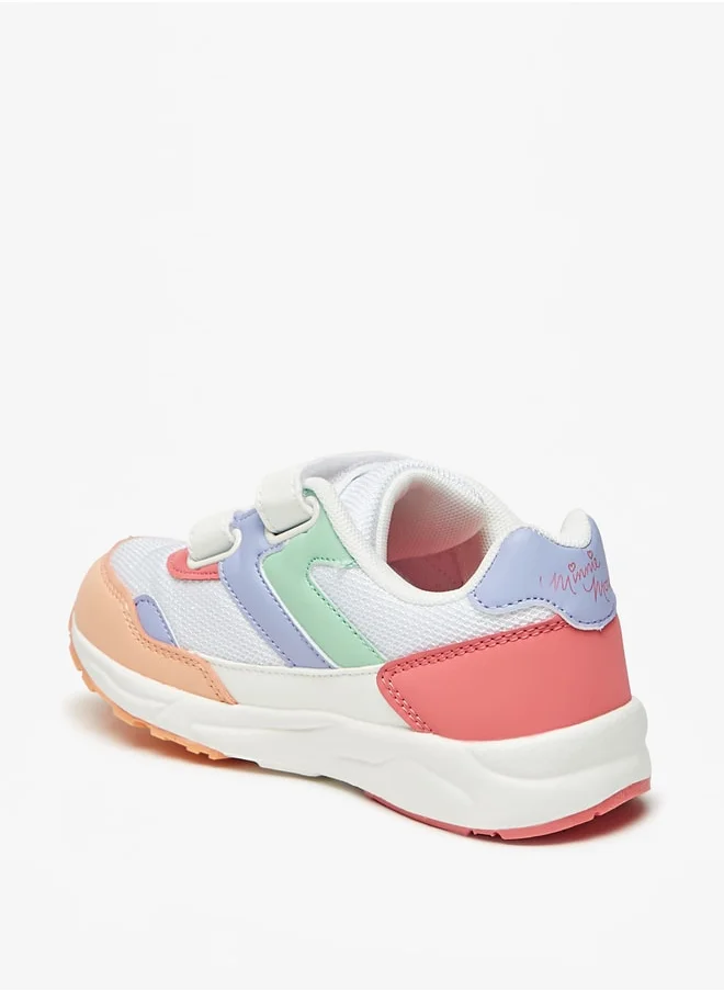 ديزني Girls's Minnie Mouse Applique Detail Sneakers with Hook and Loop Closure