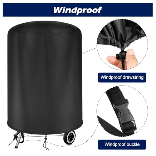 bruwaa Grill Cover for Weber 22 Inch Charcoal Kettle Grill, 420D Oxford Waterproof Grill Cover for Outdoor Grill (Φ27.9 x 26.7 Inch) - Only Cover - Image 5