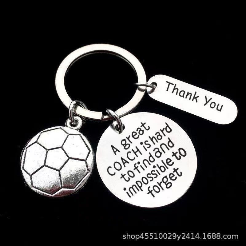 FootbAll BAsketbAll Rugby CoAch GrAduAtion Gift A great StAinless Steel EngrAved KeychAin EngrAved Qr Code Football H007-3 