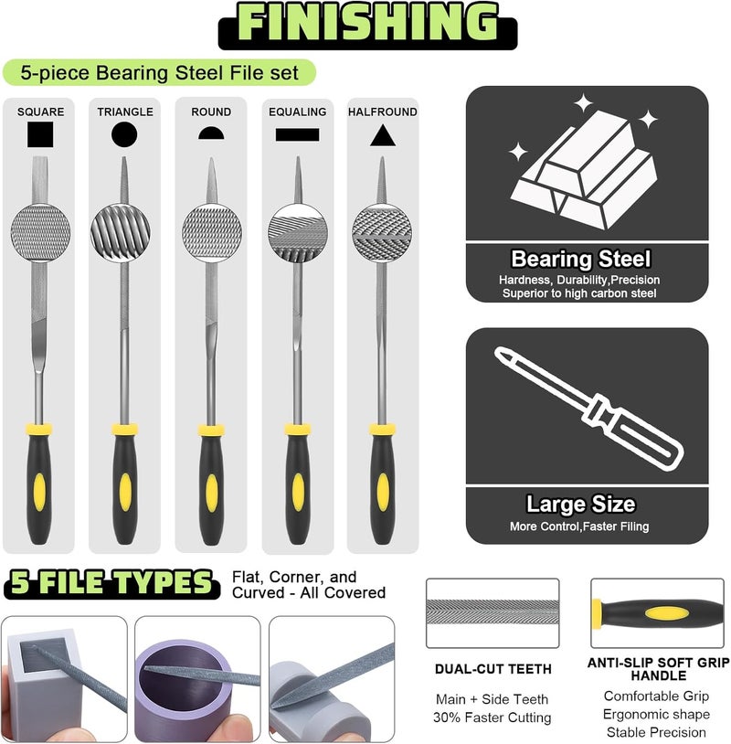 Intarsio 3D Printer Tools Kit, 34pcs 3D Printer Accessories for All FDM/SLA Printers Includes Nozzle Cleaning, Removal Scrapers, Finishing Tools, 5 Types of Files,Brushes, Wire Cutter, Engraving Knife - Image 5