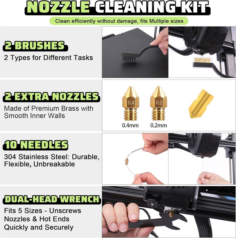 Intarsio 3D Printer Tools Kit, 34pcs 3D Printer Accessories for All FDM/SLA Printers Includes Nozzle Cleaning, Removal Scrapers, Finishing Tools, 5 Types of Files,Brushes, Wire Cutter, Engraving Knife - Image 3