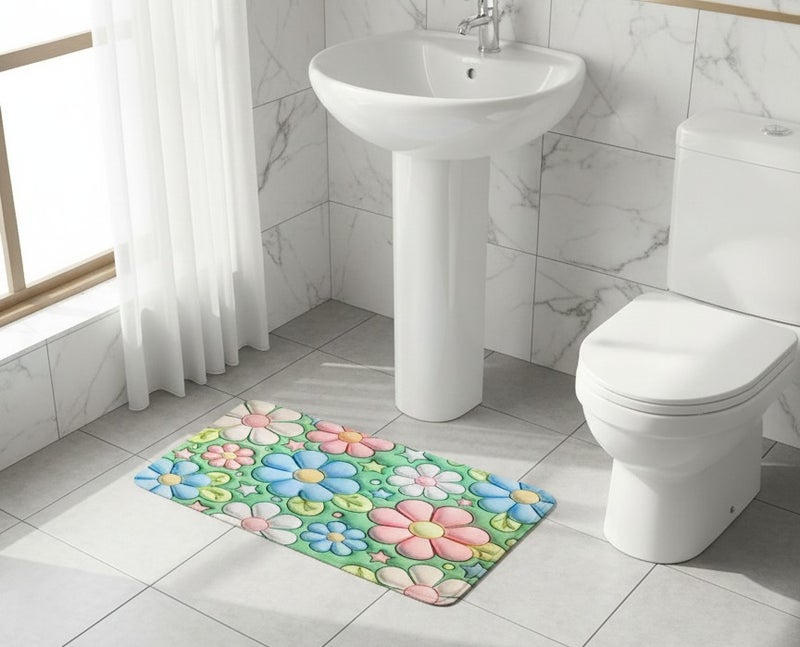 سويت سجاد حمام 116 × 38 سم، سجاد حمام فائق النعومة والامتصاص، بظهر مطاطي سريع الجفاف، سجاد حمام قابل للغسل في الغسالة لأرضية الحمام والحوض والدش، إكسسوارات ديكور منزلي - Image 1