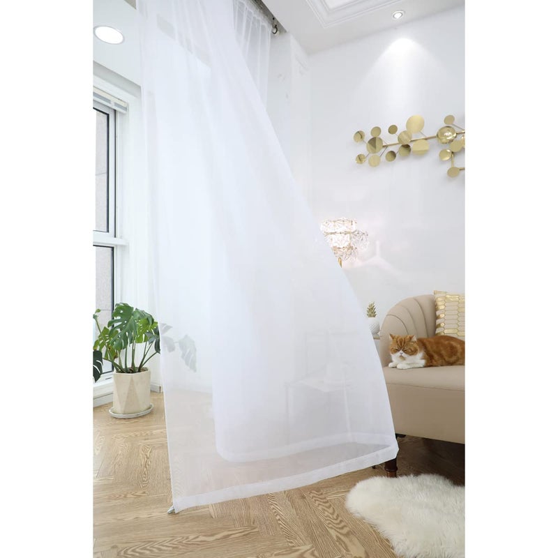 PHILEASY Window Sheer Curtains 84 Inches Long 2 Panels White Sheer Curtain Clear Transparent Basic Rod Pocket Panel 15 Colors 10 Size for Bedroom Living Room Yard Kitchen - Image 3
