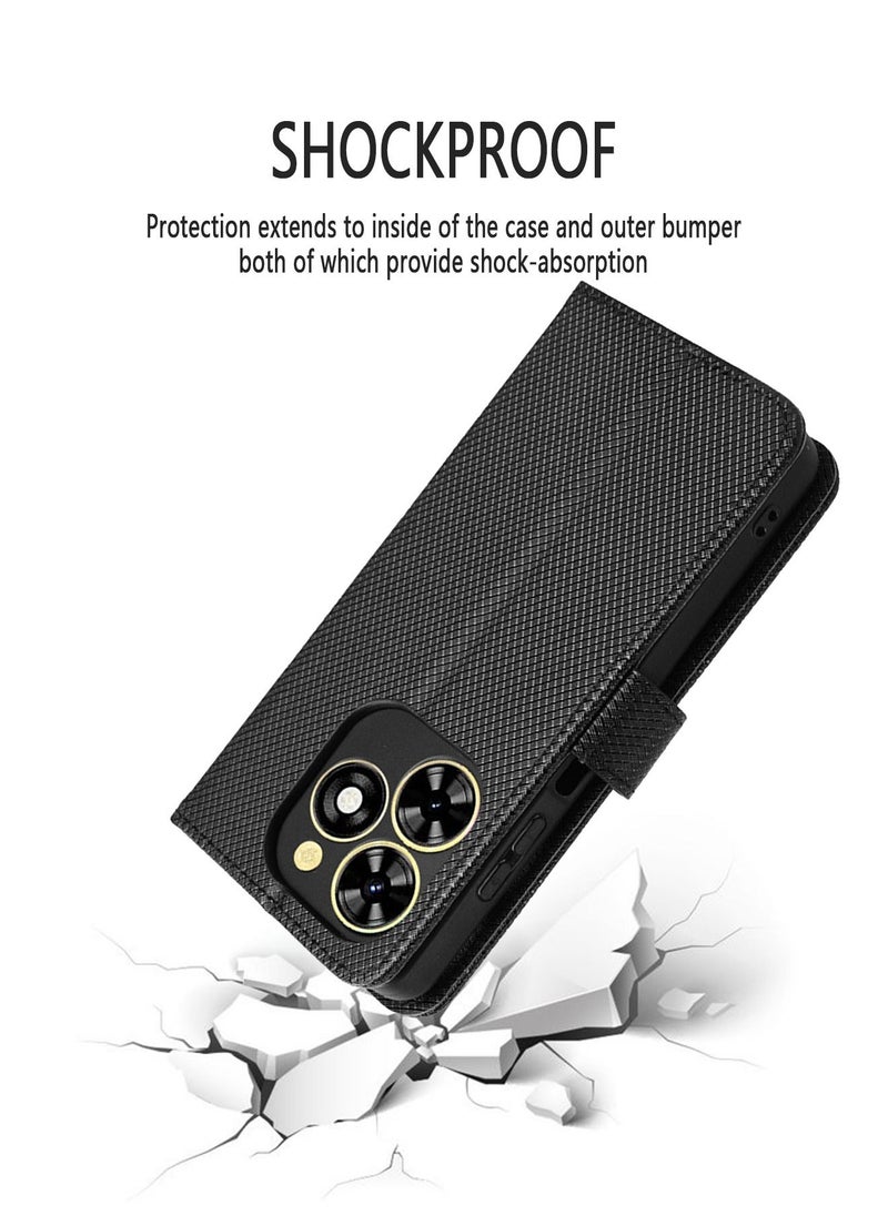 Case Cover for Tecno Spark Go 2024 4g/Spark 20C With Full Body Camera Len Protector PU Leather Wallet Card Holder Shockproof Protective Back Cover With Release Hand Phone Daily Video Kickstand