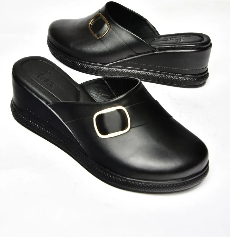 فوكس شوز S674307609 Black Wedge Sole Women's Slippers
