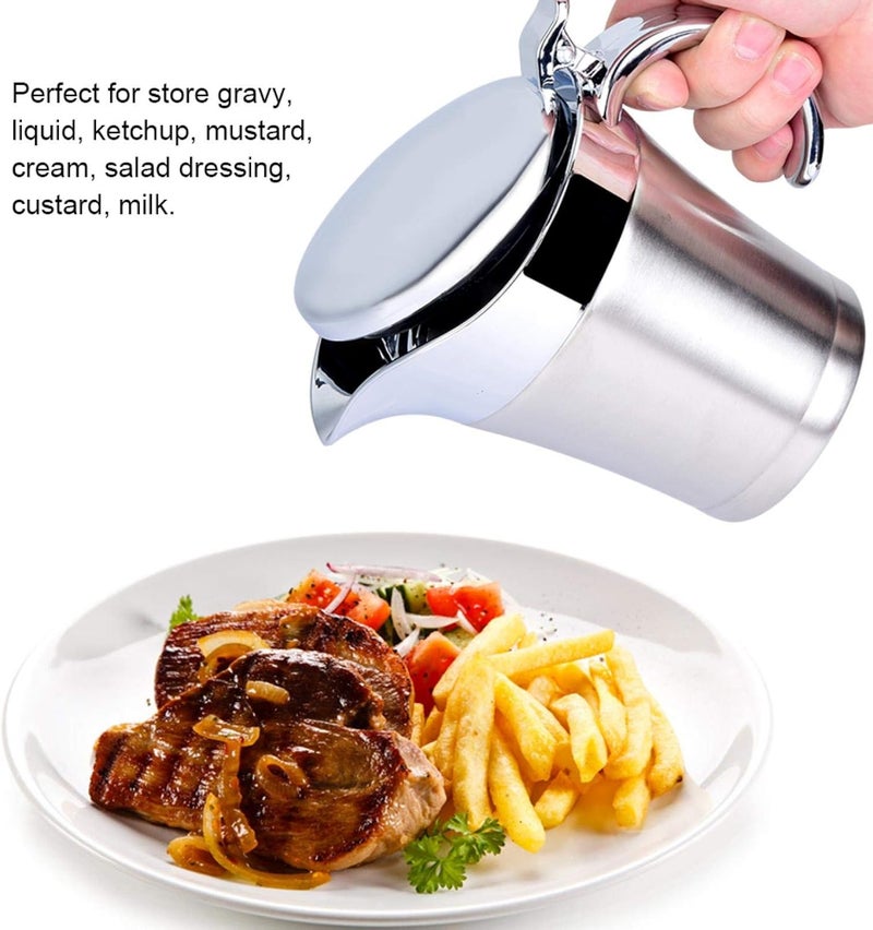 woobles Gravy Jug, Gravy Pot, Anti-Rust Thermal Double Wall for Mustard Ketchup(Small 450ml) - Image 3
