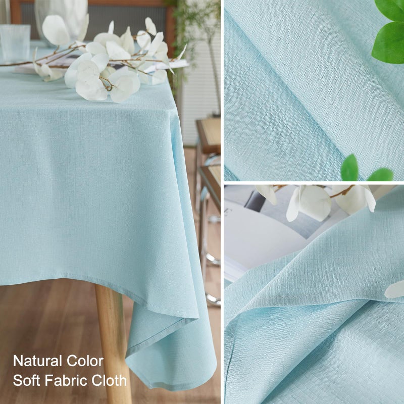 AUSSPVOCT Textured Linen Tablecloth Rectangle 60x84 Water Resistant Spill-Proof Wipeable Light BlueTable Cloth Wrinkle Free Fabric Dining Table Cover for Birthday Wedding Party Easter Tablecloths - Image 5