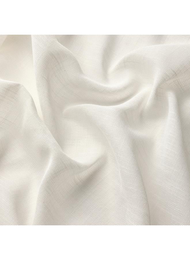 زبون ستائر شفافة، زوج واحد، مع شريط رأسي/أبيض، 145×300 سم - Image 3