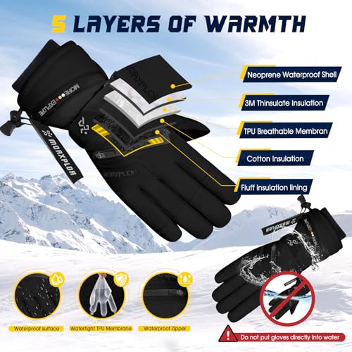MORXPLOR Winter Ski Snow Gloves Men Women,Waterproof Windproof Touchscreen Snowboard Gloves,3M Thinsulate Insulated Warm Winter Snowmobile Glove - Image 3
