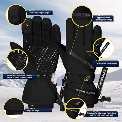 MORXPLOR Winter Ski Snow Gloves Men Women,Waterproof Windproof Touchscreen Snowboard Gloves,3M Thinsulate Insulated Warm Winter Snowmobile Glove - Image 2