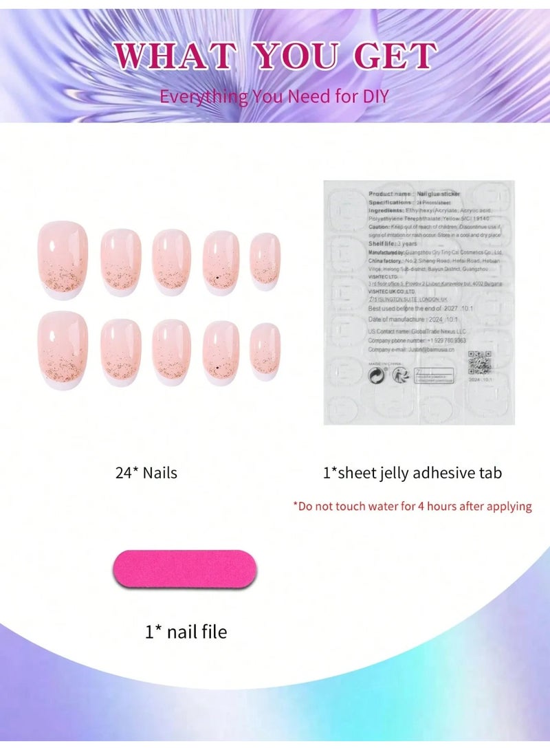 اظافر تركيب بشكل لوزي تحتوي العلبه على 24 ظفر مع مبرد اظافر و صمغ - Image 2
