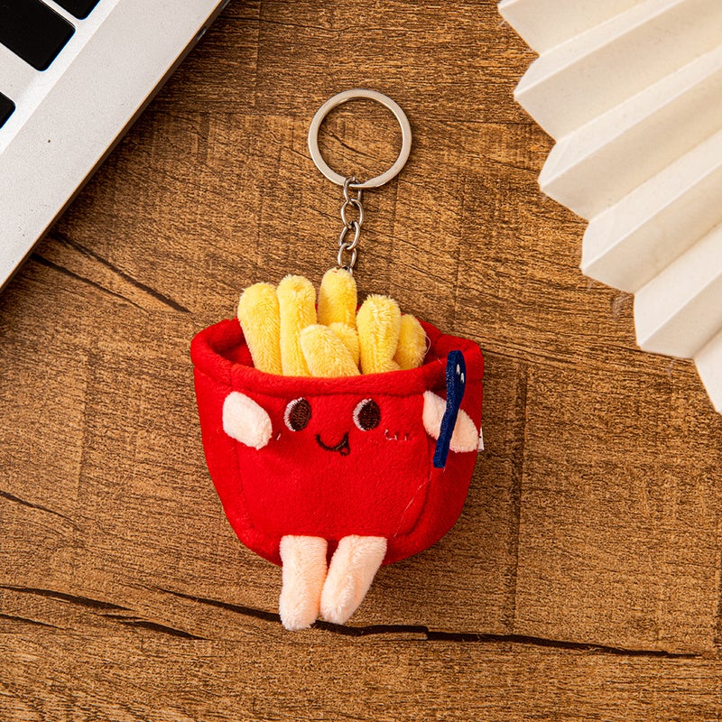 Creative Hamburger and Fries Plush Keychain Doll - Image 3