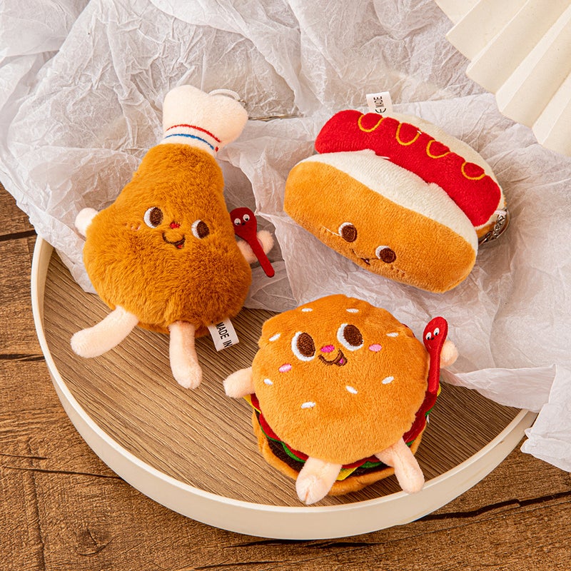 Creative Hamburger and Fries Plush Keychain Doll - Image 2