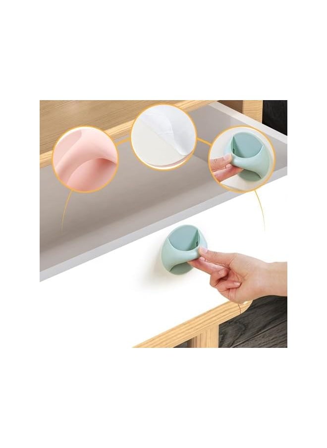 PROMASS 10Pc Self-Adhesive Cabinet Handles, New Adhesive Drawer Handle Sticker Cupboard Knobs, Peel and Stick Pull Handle Adhesive Knobs for Kitchen Cabinet, Furniture Door, Desk Drawer (Pink5Pc+Blue5Pc)  - Image 3