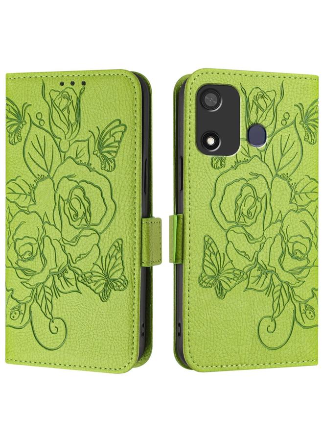 S-TOP Case For itel A27 Embossed Rose RFID Anti-theft Leather Phone Case - Image 2