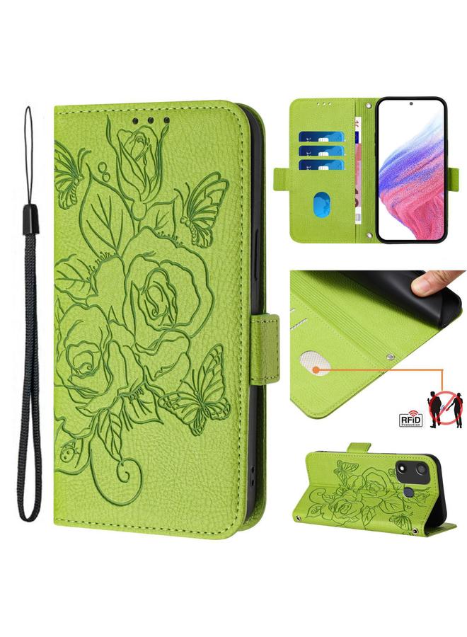 S-TOP Case For itel A27 Embossed Rose RFID Anti-theft Leather Phone Case - Image 1