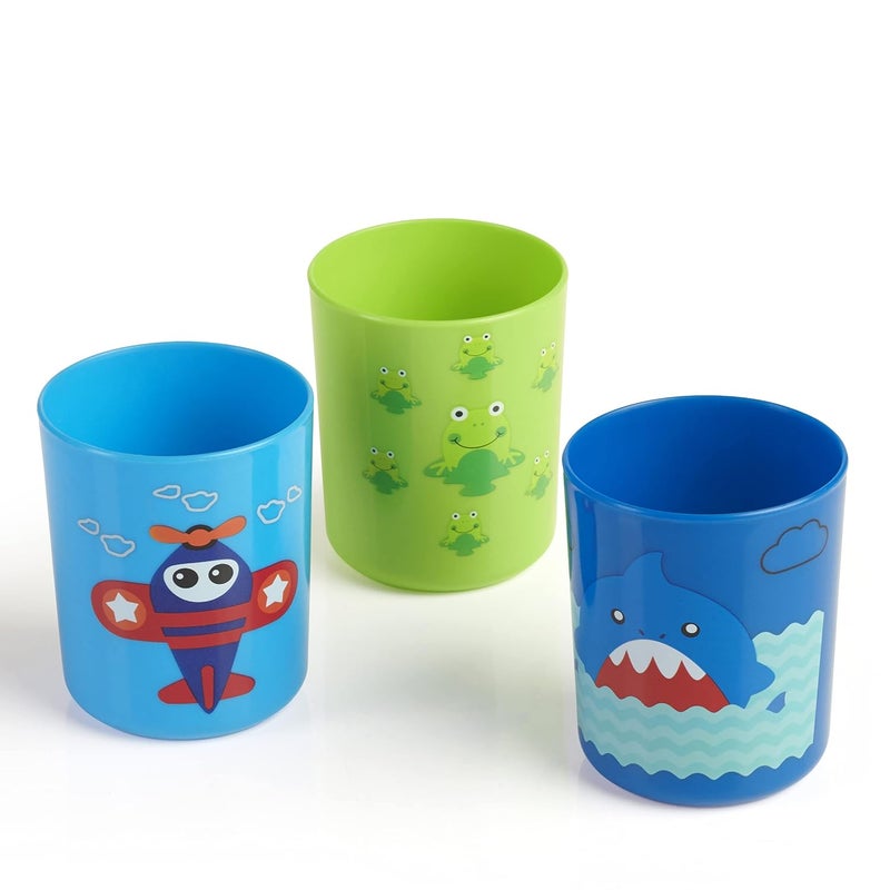 Beebaby Boo Boo Cup for Kids, 100% BPA Free, Training Cup Set for Baby/Toddlers, Unbreakable 3Pcs Baby Tumbler Glass Set, 240 ml, 8 oz.(Blue & Green, 18M+) - Image 1