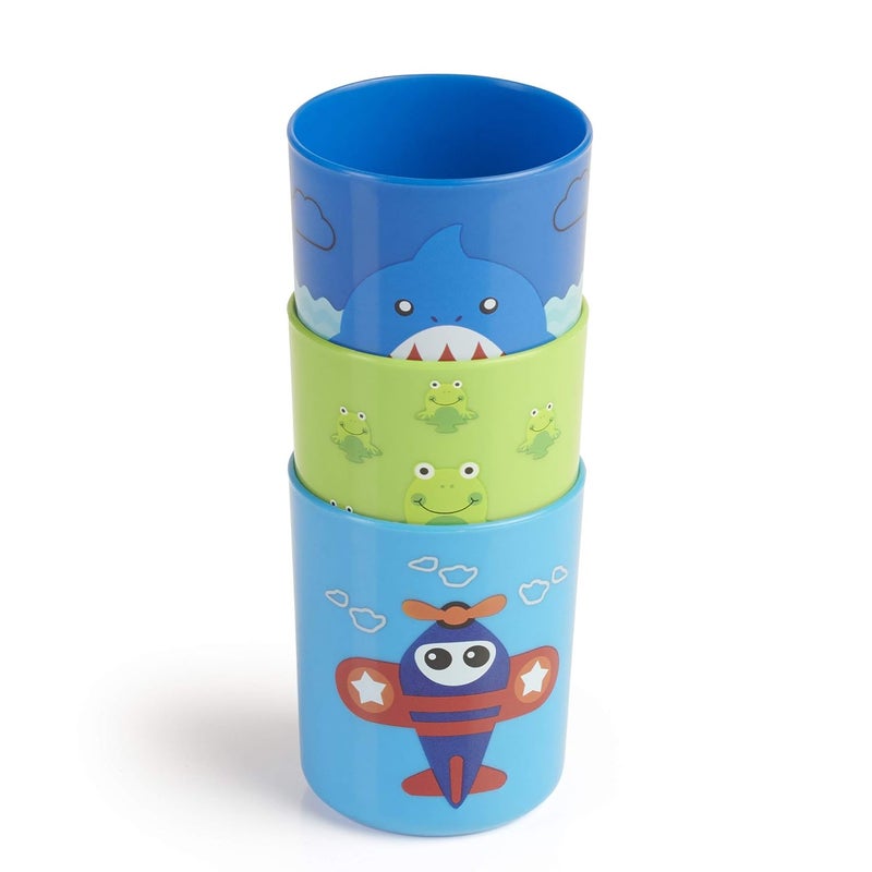 Beebaby Boo Boo Cup for Kids, 100% BPA Free, Training Cup Set for Baby/Toddlers, Unbreakable 3Pcs Baby Tumbler Glass Set, 240 ml, 8 oz.(Blue & Green, 18M+) - Image 2