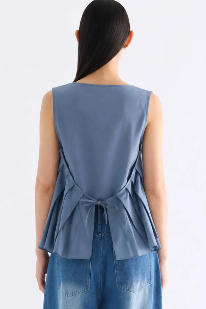 The Editor's Market Abby Pleat Tie Back Top - Teal