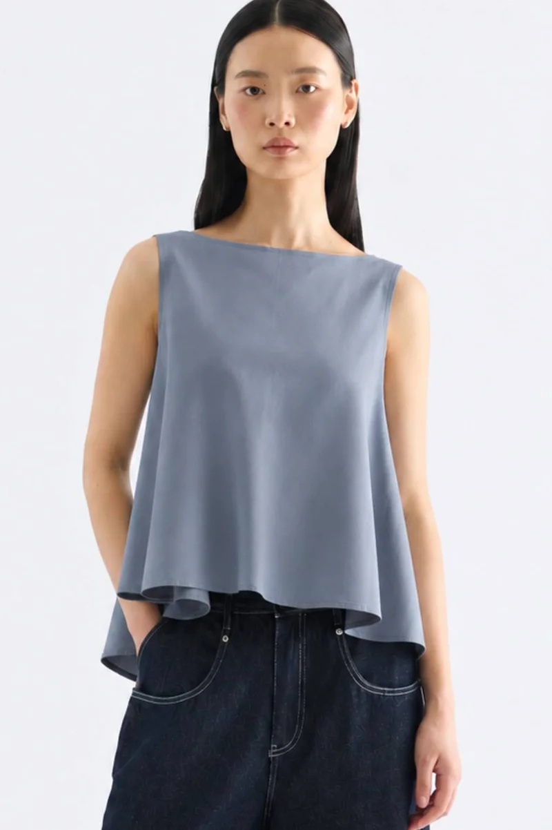 The Editor's Market Abby Pleat Tie Back Top - Teal