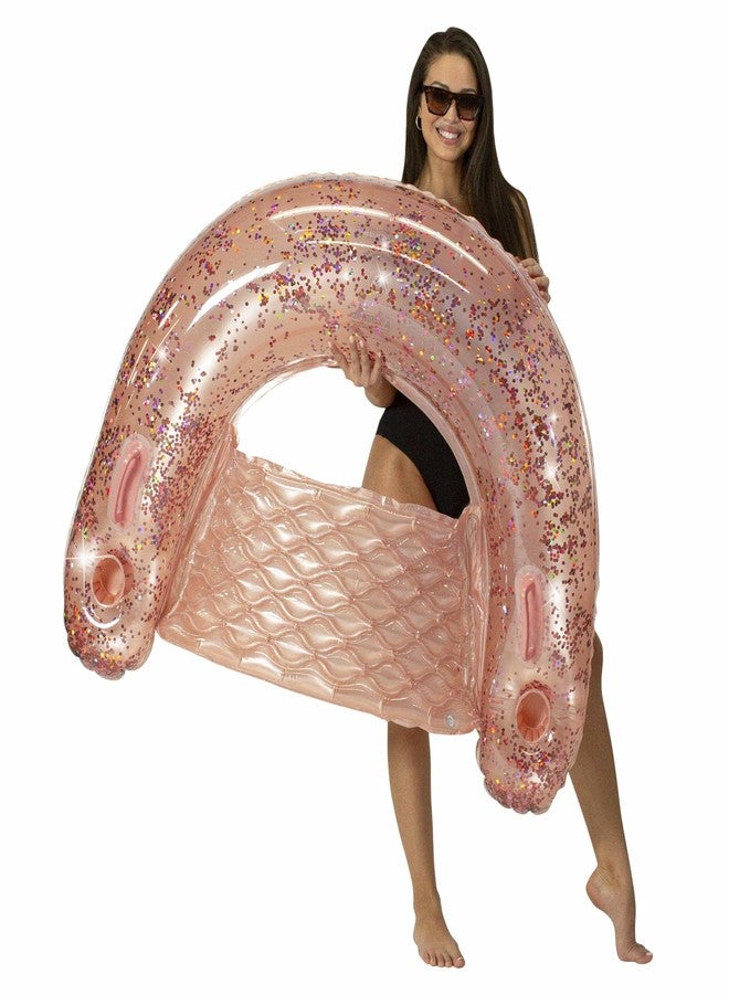 Poolcandy Sun Chair Water Raft, Multiple Chair Styles (Rose Gold Glitter) - Image 1