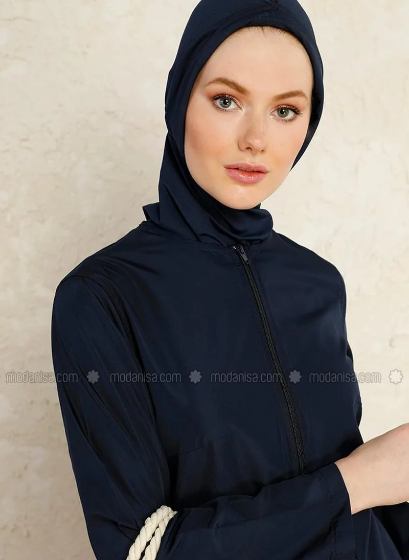 Mayo Bella by Modanisa Burkini Full Covered Swimsuit Navy Blue