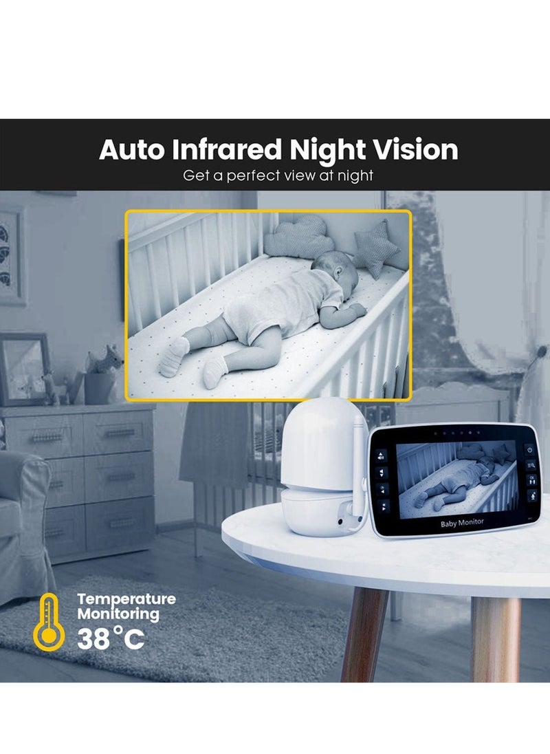 Crony SM430A 4.3-inch LCD Baby Monitor Color Display Night Vision Smart Zoom Baby Sleeping Music Monitor PTZ Video Camera with Night Vision, Smart Zoom, Two-Way Audio, Lullabies, and PTZ Video Camera  - Image 4