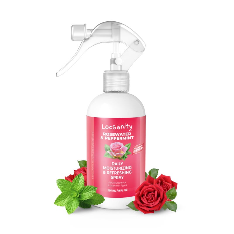 Locsanity Daily Moisturizing Rose Water and Peppermint Hair Scalp Refresher for Locs and Dreadlocks  Natural Loc Care and Maintenance 8oz