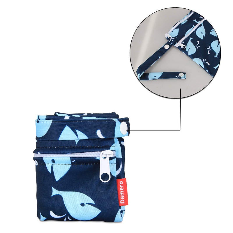 Damero Cloth Diaper Wet Dry Bag with Handle for Swimsuit, Pumping Parts, Wet Clothes and More, Ideal for Travel, Exercise, Daycare, Swimming, Reusable and Water-Resistant (Medium,Whale) - Image 4