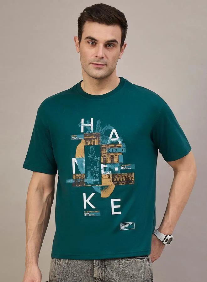 Take Two REPRISE Green Printed Boxy T-Shirt