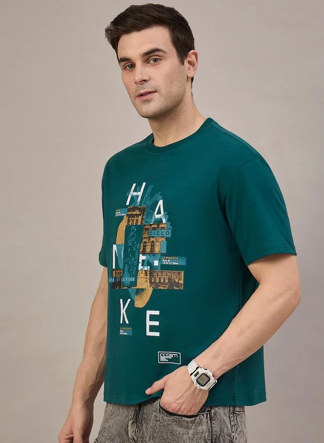 Take Two REPRISE Green Printed Boxy T-Shirt
