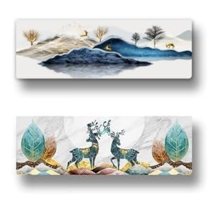 SHREESHANN Printed Color Air Conditioning Dust Cover Waterproof Folding AC Covers for Split for 1.5 ton Indoor Unit (Pack Of 2) (Deer Nature Pan & Deer new) - Image 1