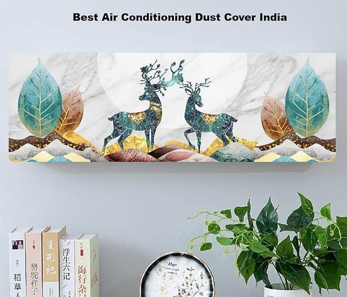 SHREESHANN Printed Color Air Conditioning Dust Cover Waterproof Folding AC Covers for Split for 1.5 ton Indoor Unit (Pack Of 2) (Deer Nature Pan & Deer new) - Image 4