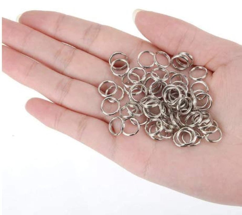 لاسوم 200 قطعة 10 مم حلقات مزدوجة دائرية من LASSUM موصل سلكي لصنع المجوهرات، فضي - Image 2