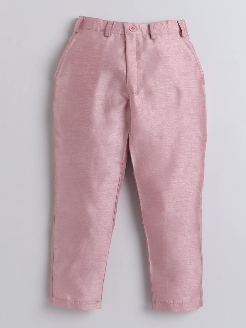 AHHAAAA Kids Ethnic Cotton Silk Blend Solid Nehru Modi Jacket Kurta & Pyjama Set for Boys 8104 (4-5 Years, Pink) - Image 5